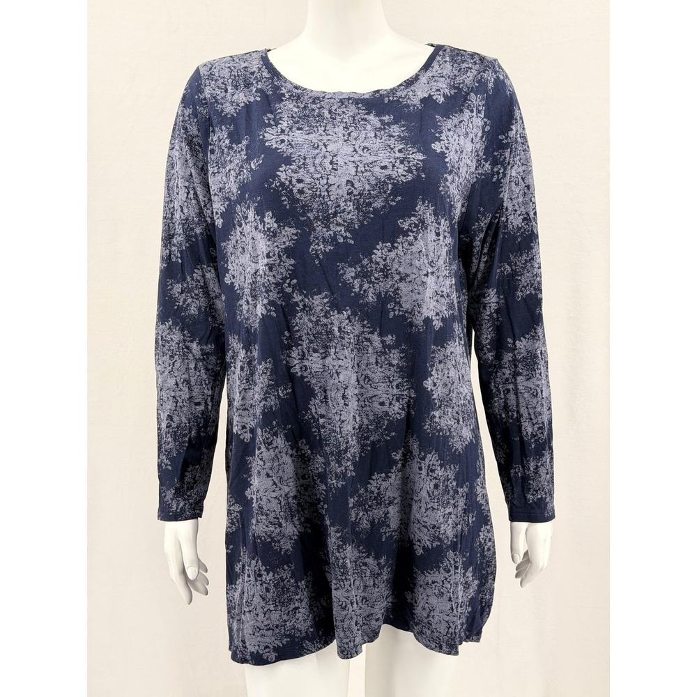 J Jill Pure Top‎ Womens XL Navy Super Soft Pima Cotton Modal Long Sleeve Tunic